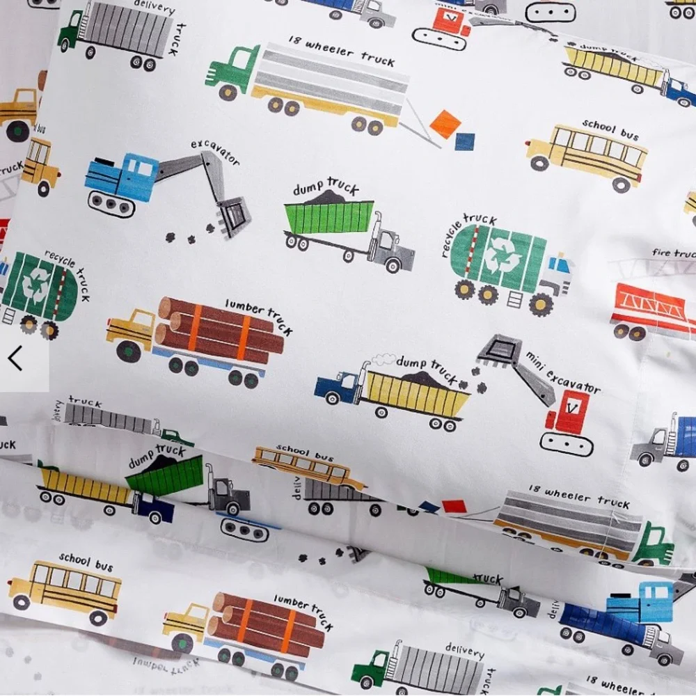 Pottery barn busy trucks organic sheet set